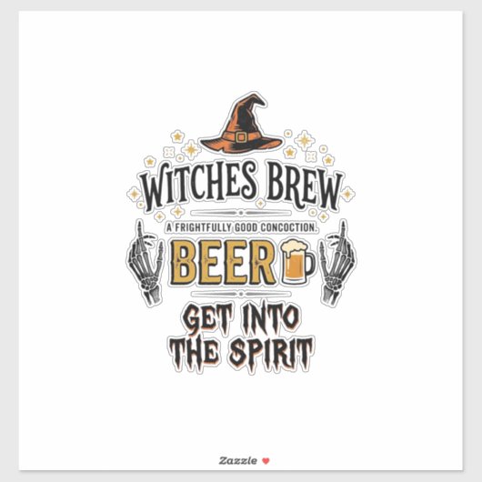Halloween Bier Hocus Pocus Grappig Vintage_1 Sticker (Vel)