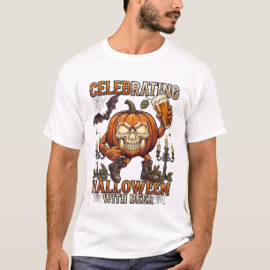 Halloween Bier Schedel Pompoen Vleermuis Kaars Vie T-shirt