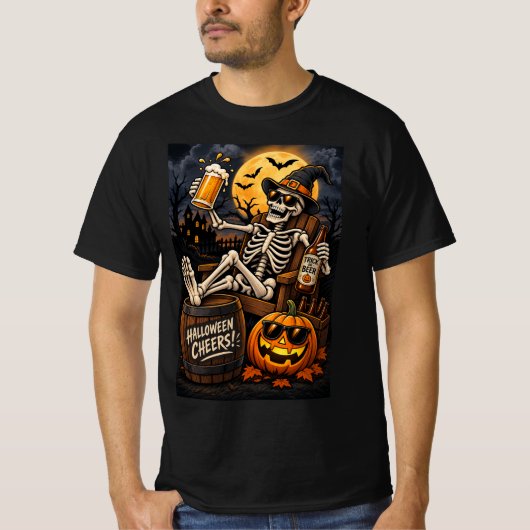 Halloween Bier Skelet Shirt – Trick or Bier (Voorkant)