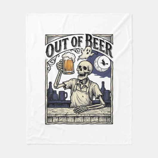 Halloween Bier Skelet Vintage Feest Fleece Deken (Voorkant)