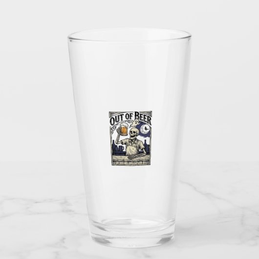 Halloween Bier Skelet Vintage Feest Glas (Voorkant)