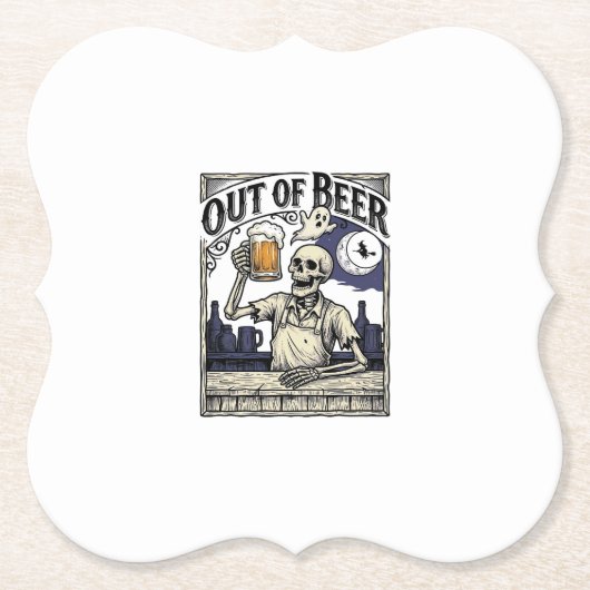 Halloween Bier Skelet Vintage Feest Kartonnen Onderzetters (Voorkant)