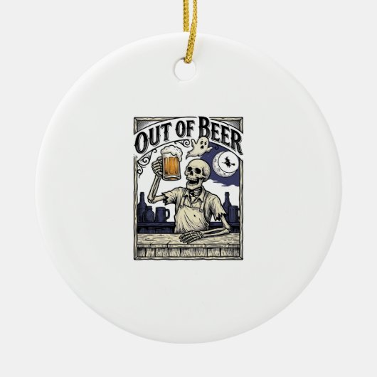 Halloween Bier Skelet Vintage Feest Keramisch Ornament (Voorkant)