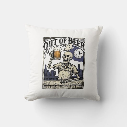 Halloween Bier Skelet Vintage Feest Kussen (Voorkant)