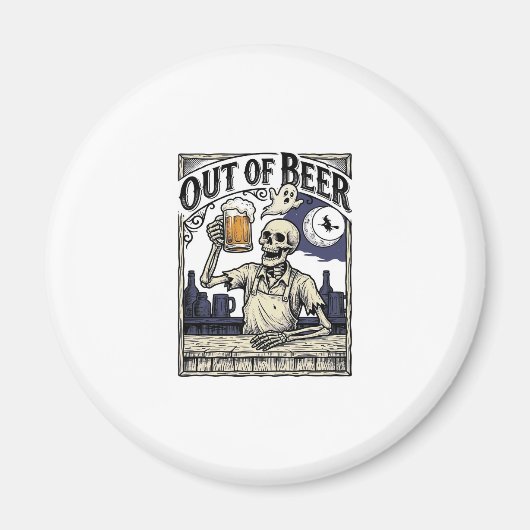Halloween Bier Skelet Vintage Feest Magneet (Voorkant)