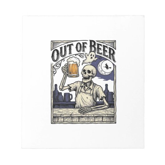 Halloween Bier Skelet Vintage Feest Notitieblok (Voorkant)
