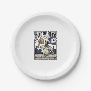 Halloween Bier Skelet Vintage Feest Papieren Bordje