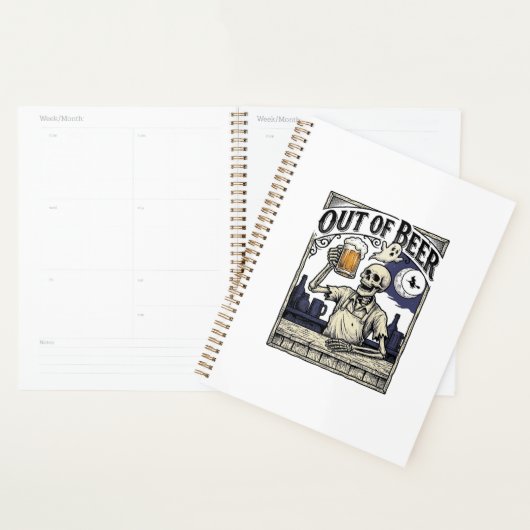 Halloween Bier Skelet Vintage Feest Planner (Display)