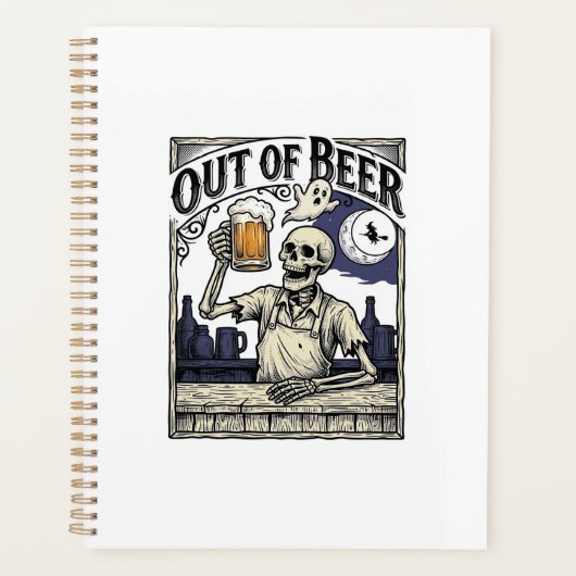 Halloween Bier Skelet Vintage Feest Planner (Voorkant)