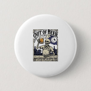 Halloween Bier Skelet Vintage Feest Ronde Button 5,7 Cm