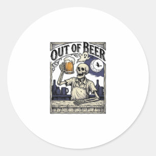 Halloween Bier Skelet Vintage Feest Ronde Sticker