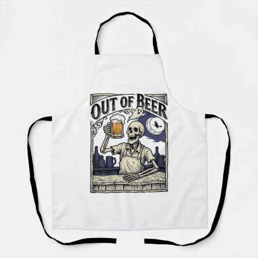 Halloween Bier Skelet Vintage Feest Schort (Voorkant)