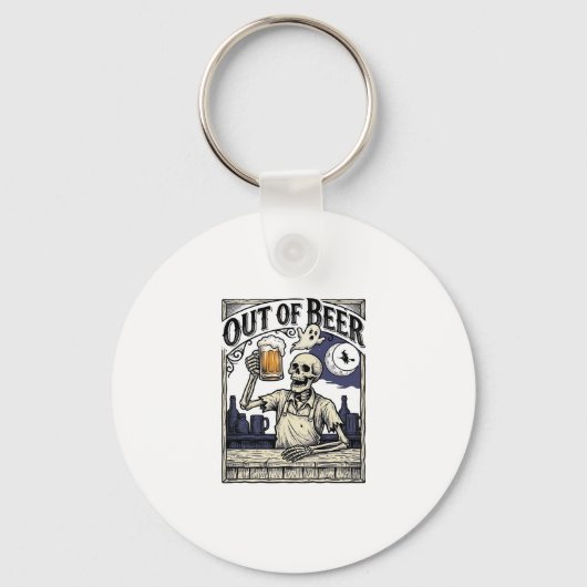 Halloween Bier Skelet Vintage Feest Sleutelhanger (Voorkant)
