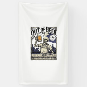 Halloween Bier Skelet Vintage Feest Spandoek