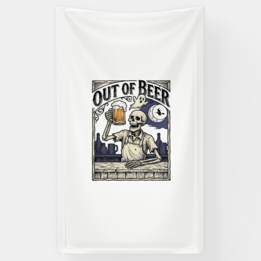 Halloween Bier Skelet Vintage Feest Spandoek (Verticaal)