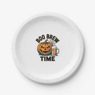 Halloween Bier T-shirt Vintage Pompoen Feest Tee_1 Papieren Bordje
