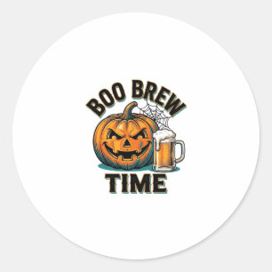 Halloween Bier T-shirt Vintage Pompoen Feest Tee_1 Ronde Sticker