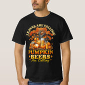 Halloween bierbladeren zijn vallende pompoen biere t-shirt (Voorkant)