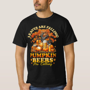 Halloween bierbladeren zijn vallende pompoen biere t-shirt