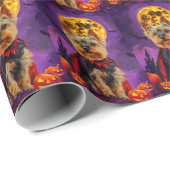 Halloween Biewer Terrier Hond Pompoenen eng Cadeaupapier (Rol Hoek)