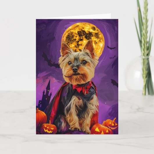 Halloween Biewer Terrier Hond Pompoenen eng Kaart (Voorkant)