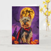 Halloween Biewer Terrier Hond Pompoenen eng Kaart (Gele Bloem)