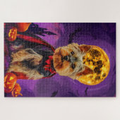 Halloween Biewer Terrier Hond Pompoenen eng Legpuzzel (Horizontaal)