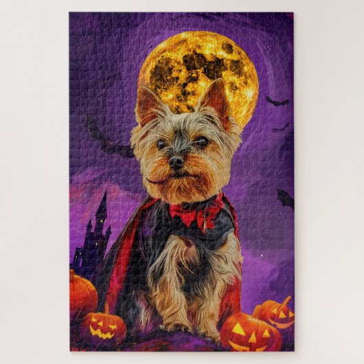 Halloween Biewer Terrier Hond Pompoenen eng Legpuzzel (Verticaal)