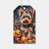 Halloween Biewer Terrier met pompoenen eng Cadeaulabel (Achterkant)