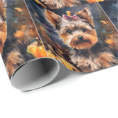 Halloween Biewer Terrier met pompoenen eng Cadeaupapier (Rol Hoek)