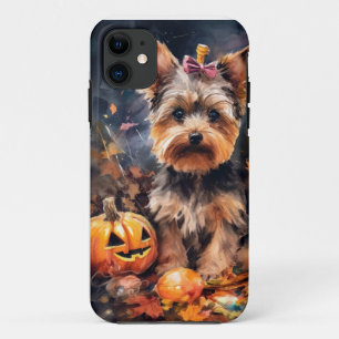 Halloween Biewer Terrier met pompoenen eng Case-Mate iPhone Case