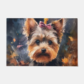 Halloween Biewer Terrier met pompoenen eng Deurmat (Voorkant)