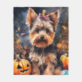 Halloween Biewer Terrier met pompoenen eng Fleece Deken (Voorkant)