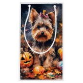Halloween Biewer Terrier met pompoenen eng Klein Cadeauzakje (Voorkant)