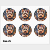 Halloween Biewer Terrier met pompoenen eng Ronde Sticker (Vel)