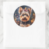 Halloween Biewer Terrier met pompoenen eng Ronde Sticker (Tas)