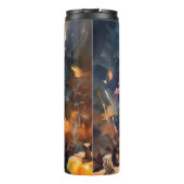 Halloween Biewer Terrier met pompoenen eng Thermosbeker (Achterkant)