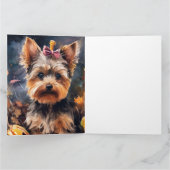 Halloween Biewer Terrier Met Pompoenen Griezelen Kaart (Binnen)