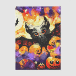 Halloween Big-Eye Bat Jack-o-Lantern Decoupage Tissuepapier