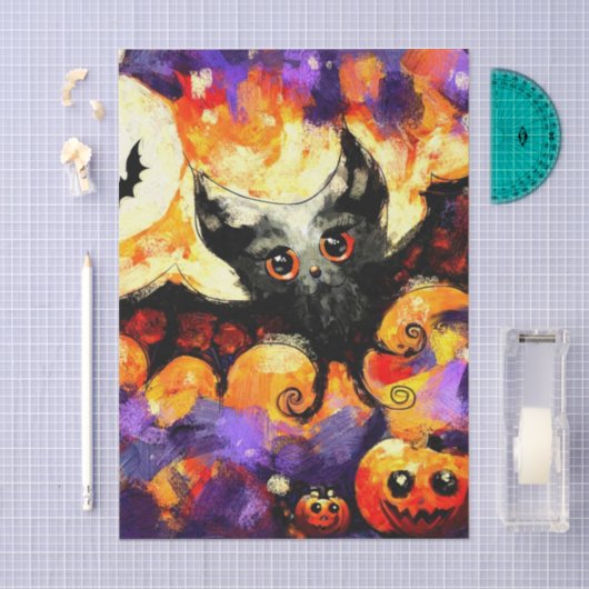Halloween Big-Eye Bat Jack-o-Lantern Decoupage Tissuepapier (Craft)