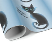 Halloween Big Eyes Black Blue Evil Cat Cadeaupapier (Rol Hoek)