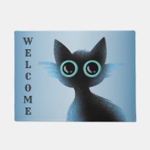 Halloween Big Eyes Black Blue Evil Cat