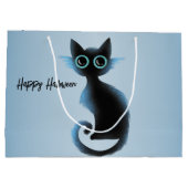 Halloween Big Eyes Black Blue Evil Cat Groot Cadeauzakje (Achterkant)
