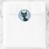 Halloween Big Eyes Black Blue Evil Cat Ronde Sticker (Tas)