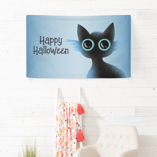 Halloween Big Eyes Black Blue Evil Cat Spandoek (Insitu)