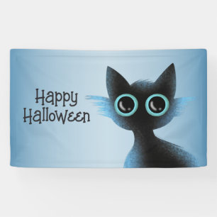 Halloween Big Eyes Black Blue Evil Cat Spandoek