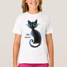 Halloween Big Eyes Black Blue Evil Cat