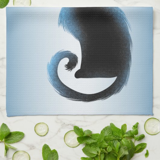 Halloween Big Eyes Black Blue Evil Cat Theedoek (Gevouwen)