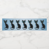 Halloween Big Eyes Black Blue Evil Cat Waterfles Etiket (Enkel label)