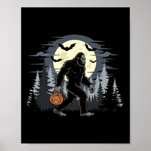 Halloween Bigfoot Sasquatch in het bos Jack-o-l Poster